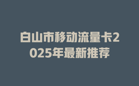 白山市移动流量卡2025年最新推荐