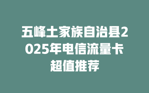 五峰土家族自治县2025年电信流量卡超值推荐