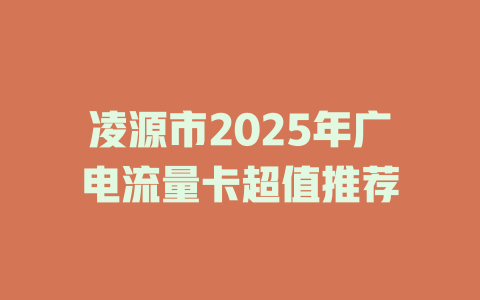 凌源市2025年广电流量卡超值推荐