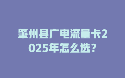 肇州县广电流量卡2025年怎么选？