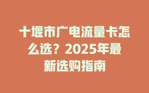 十堰市广电流量卡怎么选？2025年最新选购指南