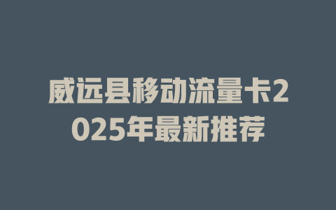 威远县移动流量卡2025年最新推荐