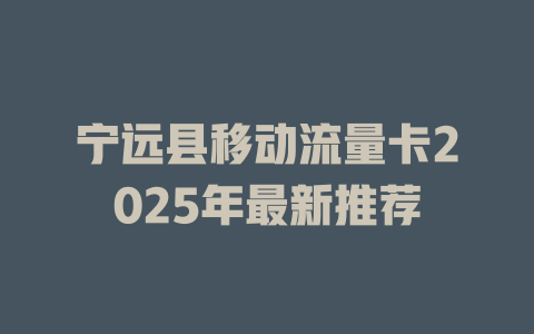 宁远县移动流量卡2025年最新推荐