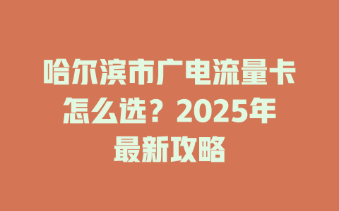 哈尔滨市广电流量卡怎么选？2025年最新攻略