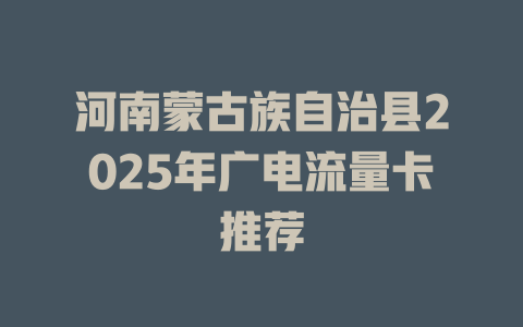 河南蒙古族自治县2025年广电流量卡推荐