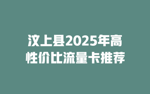 汶上县2025年高性价比流量卡推荐