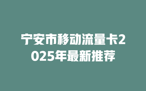 宁安市移动流量卡2025年最新推荐