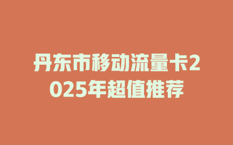 丹东市移动流量卡2025年超值推荐