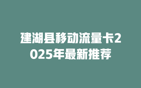 建湖县移动流量卡2025年最新推荐