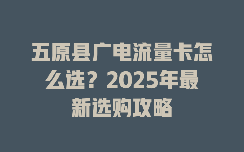 五原县广电流量卡怎么选？2025年最新选购攻略