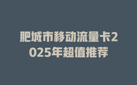 肥城市移动流量卡2025年超值推荐