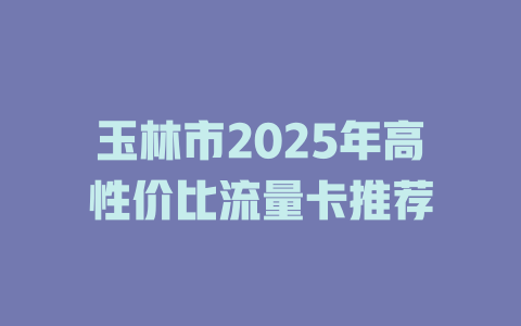 玉林市2025年高性价比流量卡推荐