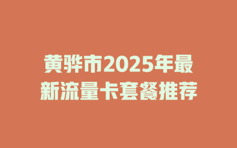 黄骅市2025年最新流量卡套餐推荐