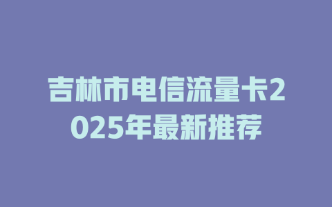 吉林市电信流量卡2025年最新推荐