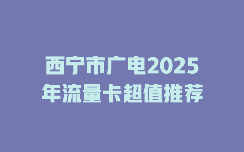 西宁市广电2025年流量卡超值推荐