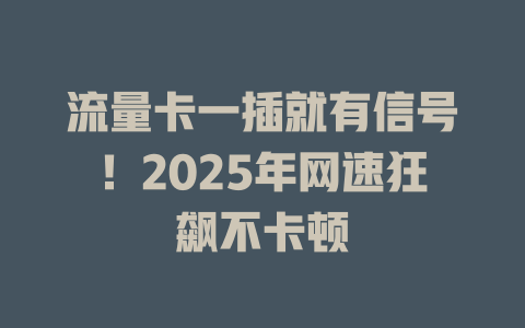 流量卡一插就有信号！2025年网速狂飙不卡顿