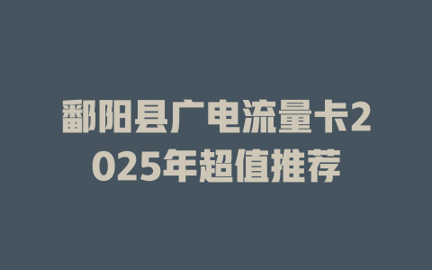 鄱阳县广电流量卡2025年超值推荐