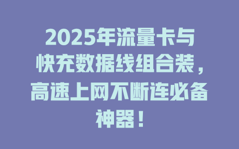 2025年流量卡与快充数据线组合装，高速上网不断连必备神器！