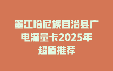 墨江哈尼族自治县广电流量卡2025年超值推荐