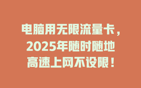 电脑用无限流量卡，2025年随时随地高速上网不设限！