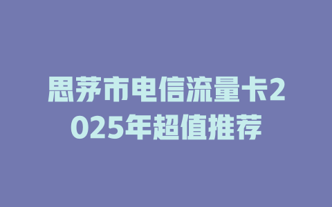 思茅市电信流量卡2025年超值推荐