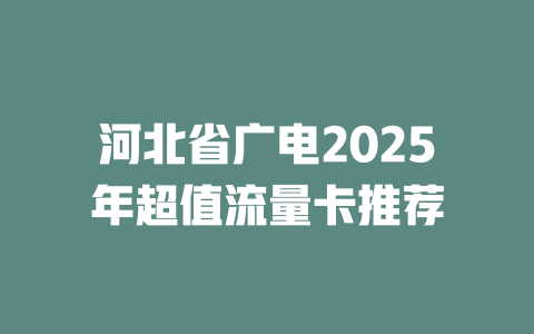 河北省广电2025年超值流量卡推荐
