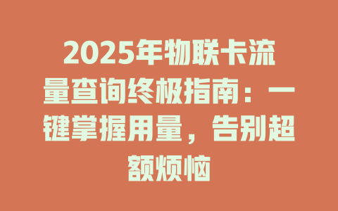 2025年物联卡流量查询终极指南：一键掌握用量，告别超额烦恼
