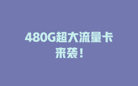 480G超大流量卡来袭！