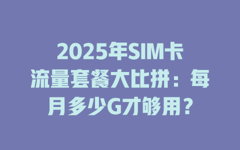 2025年SIM卡流量套餐大比拼：每月多少G才够用？