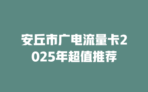 安丘市广电流量卡2025年超值推荐