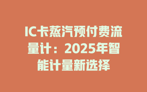IC卡蒸汽预付费流量计：2025年智能计量新选择