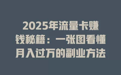 2025年流量卡赚钱秘籍：一张图看懂月入过万的副业方法