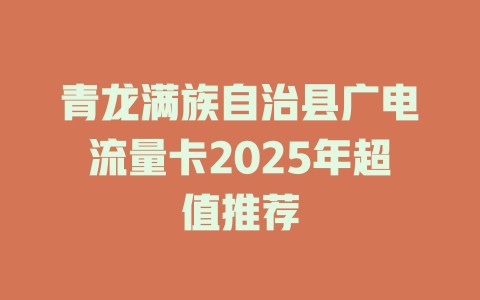 青龙满族自治县广电流量卡2025年超值推荐