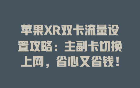 苹果XR双卡流量设置攻略：主副卡切换上网，省心又省钱！