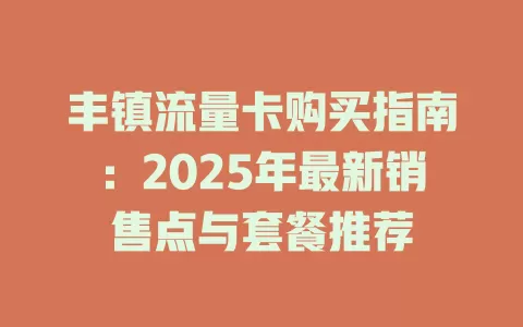 丰镇流量卡购买指南：2025年最新销售点与套餐推荐