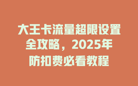 大王卡流量超限设置全攻略，2025年防扣费必看教程