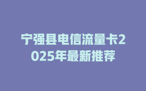宁强县电信流量卡2025年最新推荐
