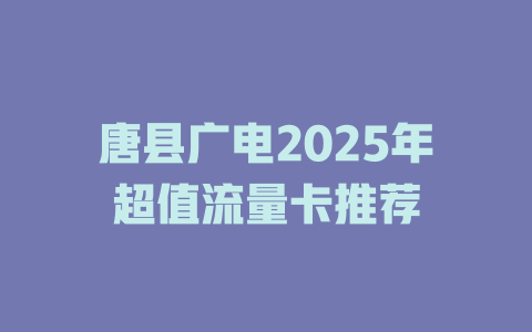 唐县广电2025年超值流量卡推荐