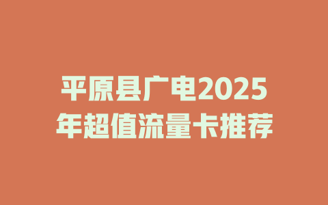 平原县广电2025年超值流量卡推荐