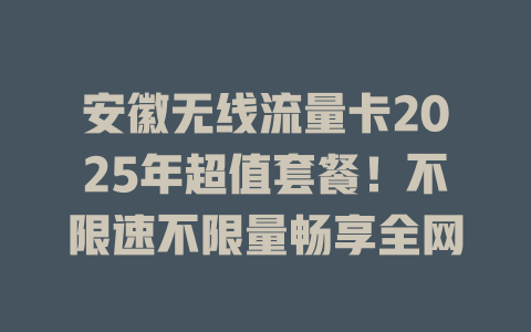 安徽无线流量卡2025年超值套餐！不限速不限量畅享全网