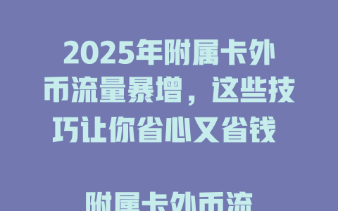 2025年附属卡外币流量暴增，这些技巧让你省心又省钱  

附属卡外币流量攻略：2025年最新消费趋势全解析  

惊呆了！