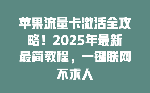 苹果流量卡激活全攻略！2025年最新最简教程，一键联网不求人