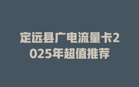 定远县广电流量卡2025年超值推荐