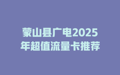蒙山县广电2025年超值流量卡推荐