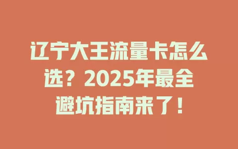 辽宁大王流量卡怎么选？2025年最全避坑指南来了！