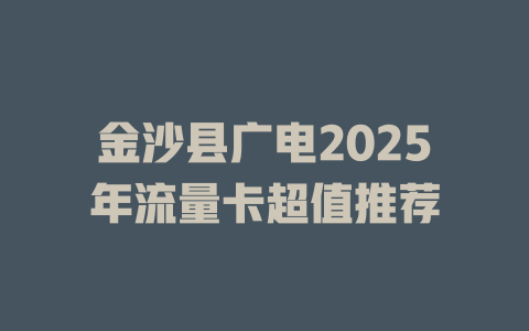 金沙县广电2025年流量卡超值推荐