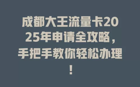 成都大王流量卡2025年申请全攻略，手把手教你轻松办理！