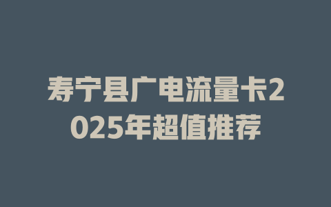 寿宁县广电流量卡2025年超值推荐