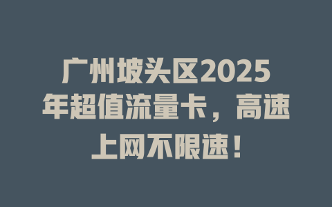 广州坡头区2025年超值流量卡，高速上网不限速！