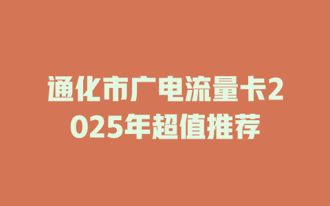 通化市广电流量卡2025年超值推荐